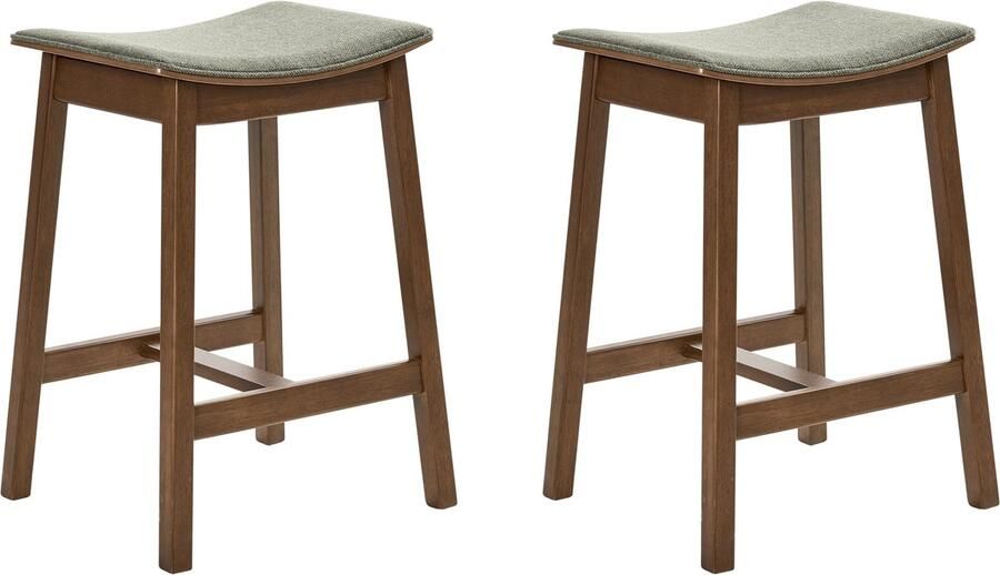 Beliani DIXON Barkruk set van 2 Donkerbruin Groen Rubberhout