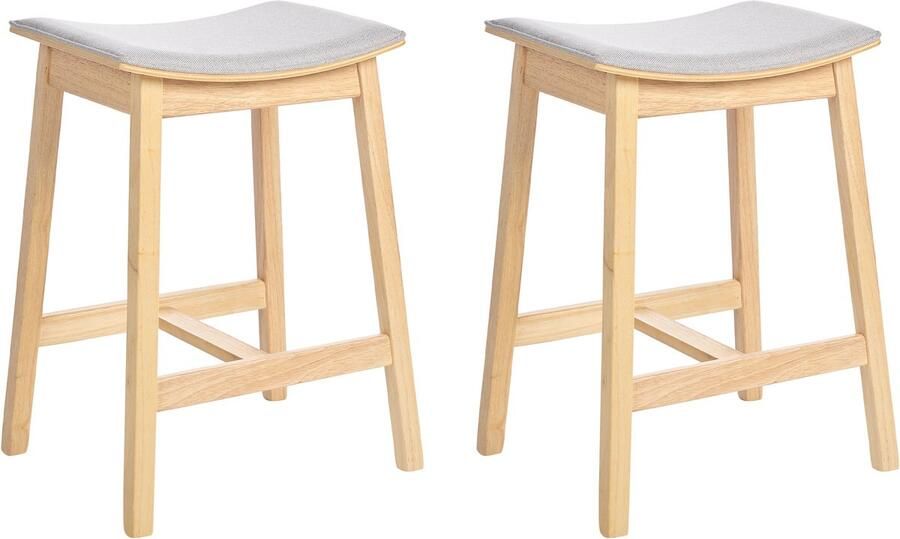 Beliani DIXON Barkruk set van 2 Lichtgrijs Rubberhout