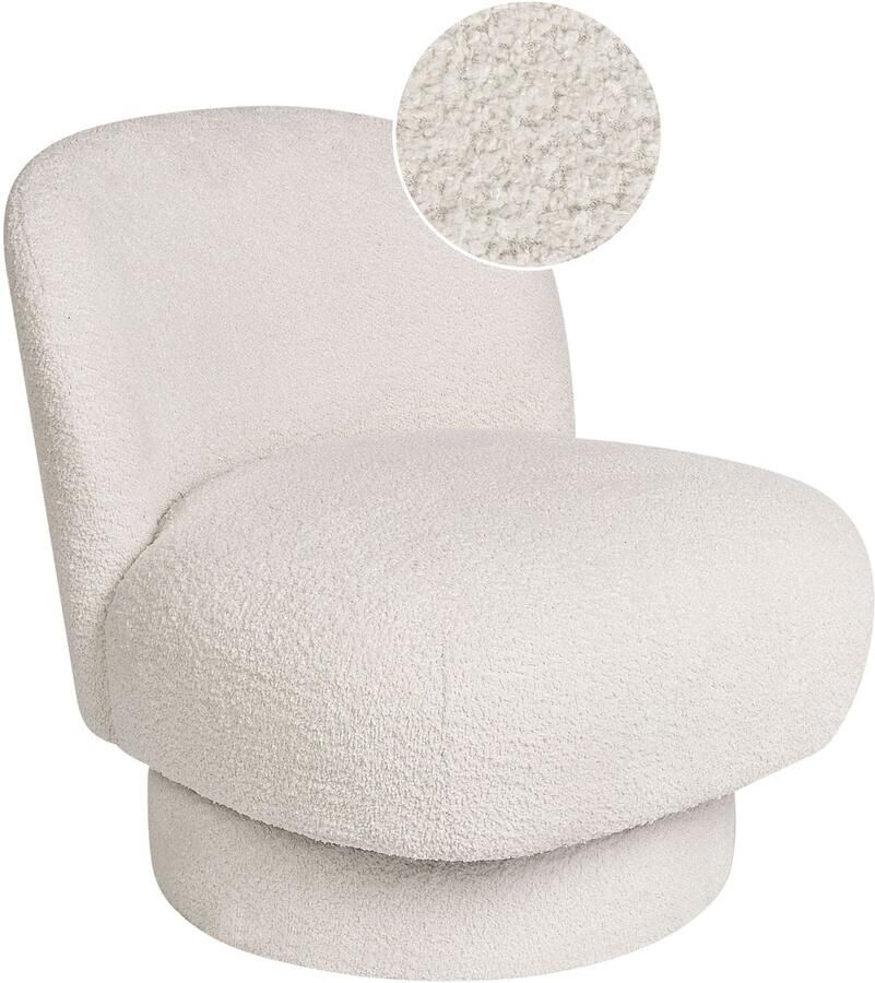 Beliani Draaifauteuil AYLO Bouclé Gebroken wit