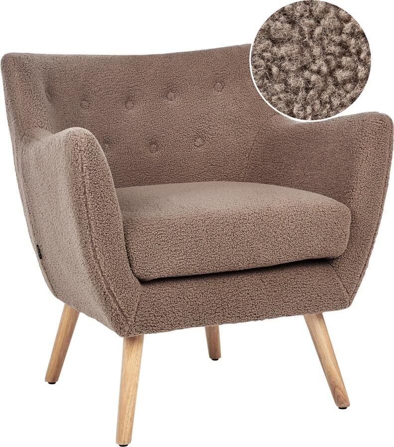 Beliani DRAMMEN Chesterfield fauteuil Bruin Bouclé