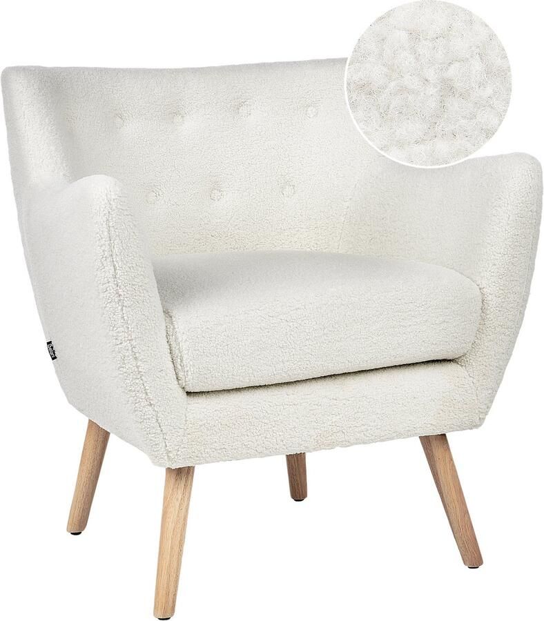 Beliani DRAMMEN Chesterfield fauteuil Wit Bouclé
