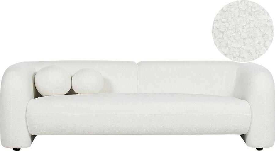 Beliani LEIREN Driezitsbank Wit Bouclé