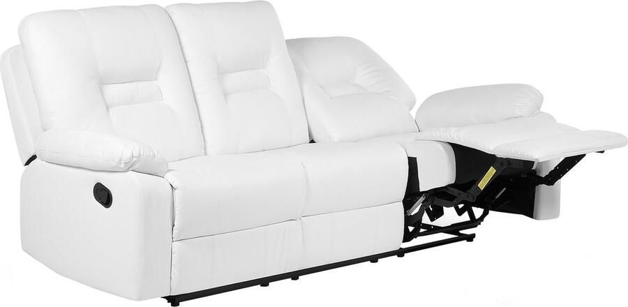 Beliani BERGEN Three Seater Sofa Wit Kunstleer - Foto 2