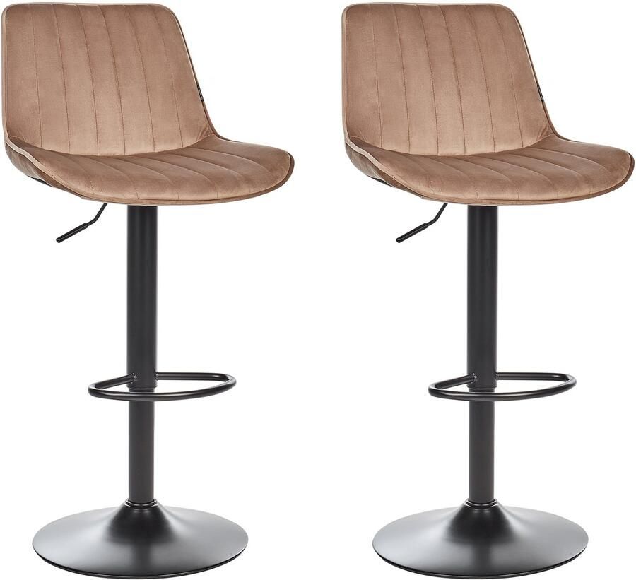 Beliani DUBROVNIK Barkruk set van 2 Lichtbruin Fluweel