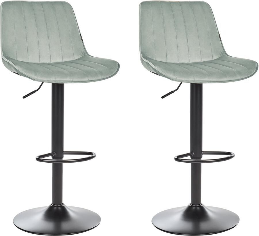 Beliani DUBROVNIK Barkruk set van 2 Mintgroen Fluweel