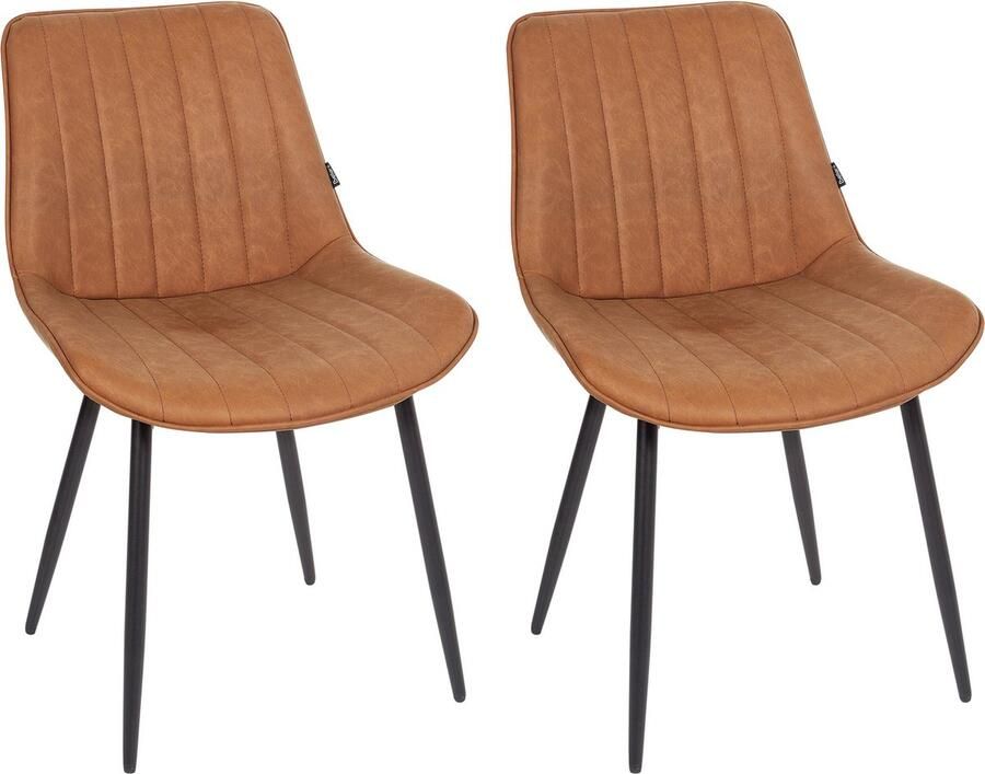 Beliani Set van 2 eetkamerstoelen DUBROVNIK Kunstleer Bruin