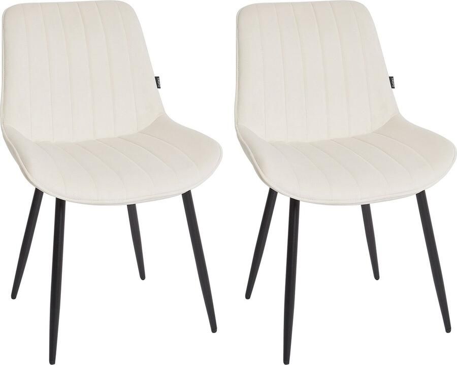 Beliani Set van 2 eetkamerstoelen DUBROVNIK Fluweel Lichtbeige