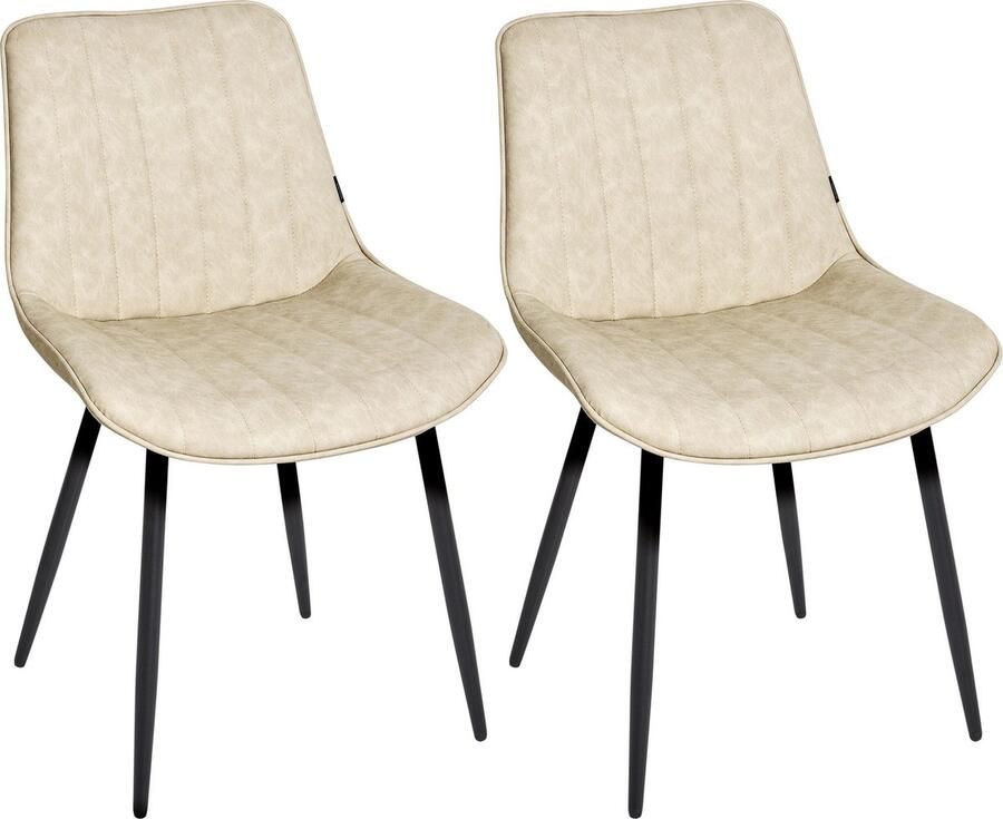 Beliani DUBROVNIK Eetkamerstoel set van 2 Lichtbeige Kunstleer