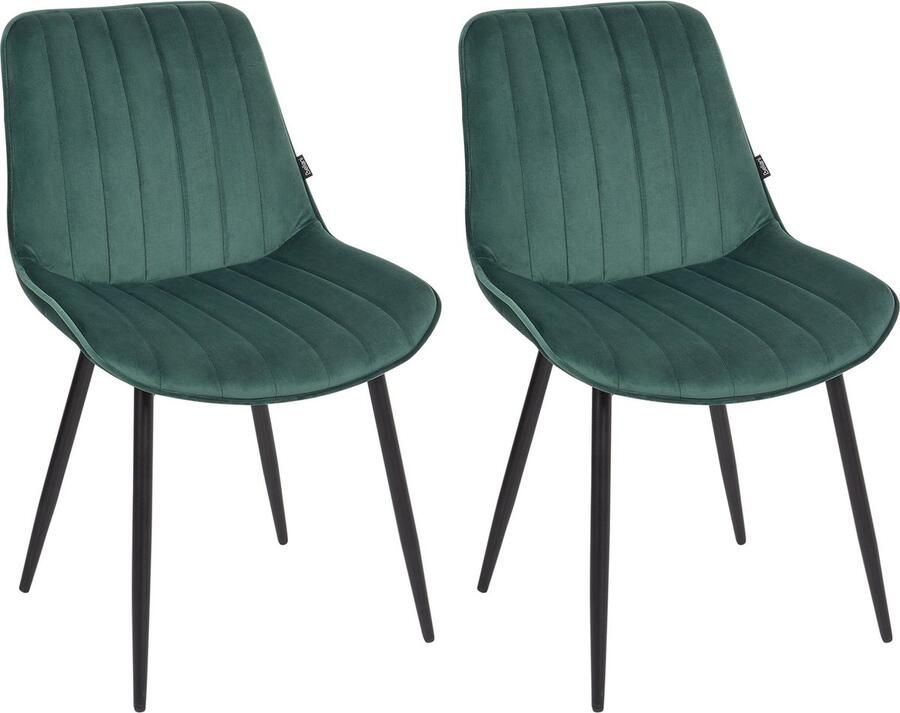 Beliani Set van 2 eetkamerstoelen DUBROVNIK Fluweel Smaragdgroen