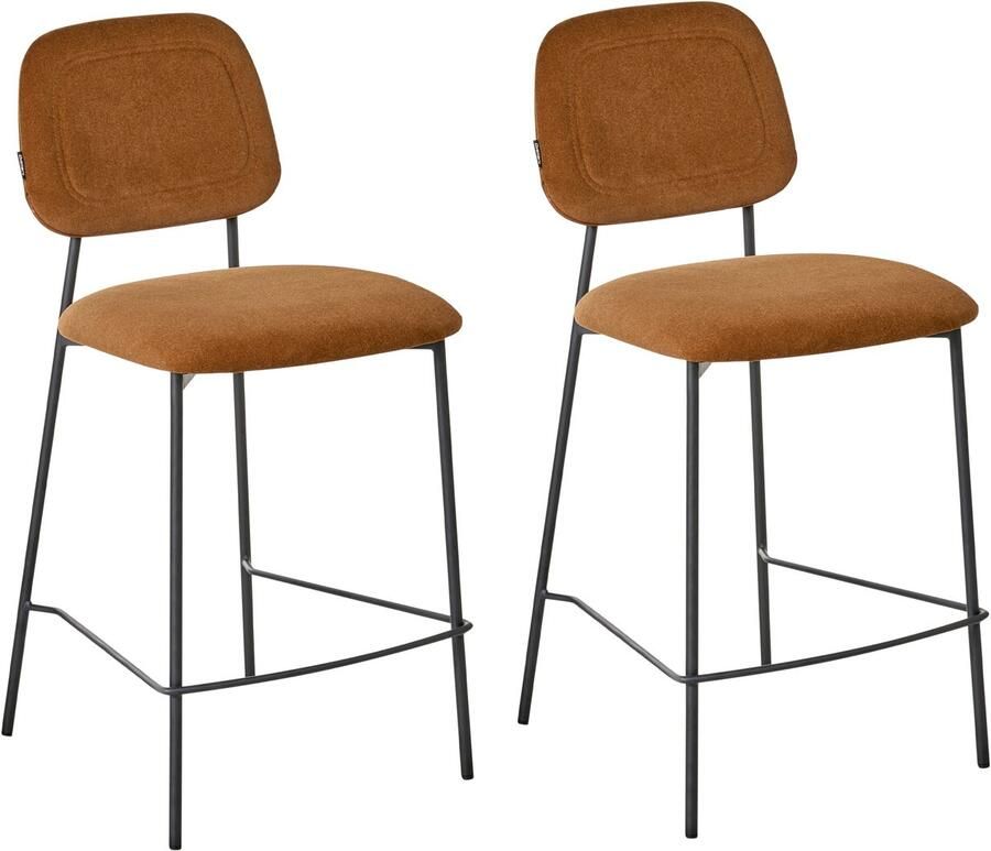 Beliani DUETTE Barkruk set van 2 Goudbruin Fluweel