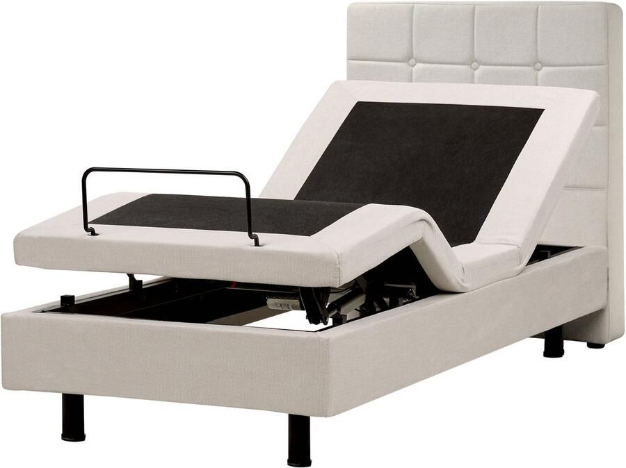 Beliani DUKE Bed verstelbaar Lichtbeige 80 x 200 cm Polyester