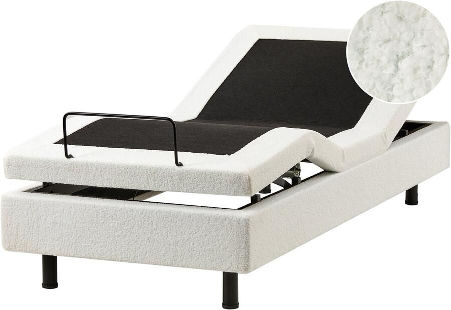 Beliani DUKE Bed zonder hoofdbord Gebroken wit 80 x 200 cm Bouclé