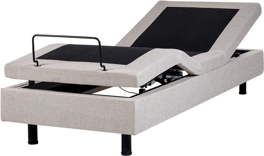 Beliani Verstelbaar bed zonder hoofdbord Stof DUKE 80 x 200 cm Beige