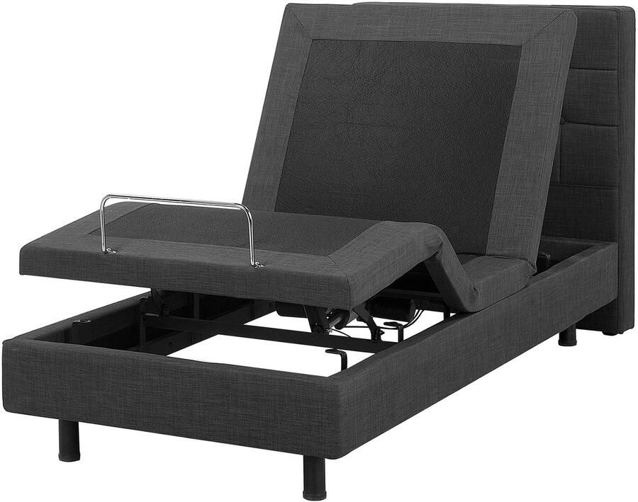 Beliani DUKE Eenpersoonsbed Donkergrijs 90 x 200 cm Polyester