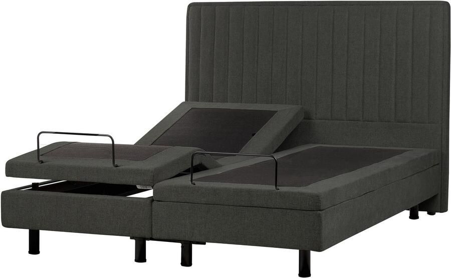 Beliani DUKE II Bed verstelbaar Donkergrijs 160 x 200 cm Polyester