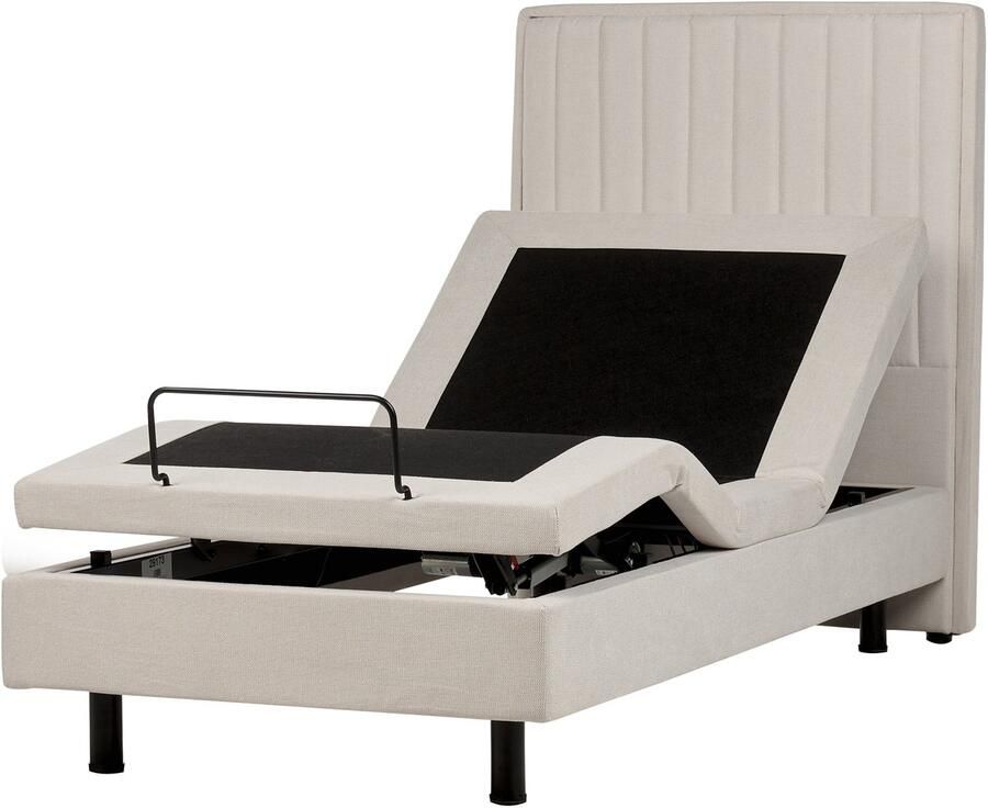 Beliani DUKE II Bed verstelbaar Lichtbeige 90 x 200 cm Polyester