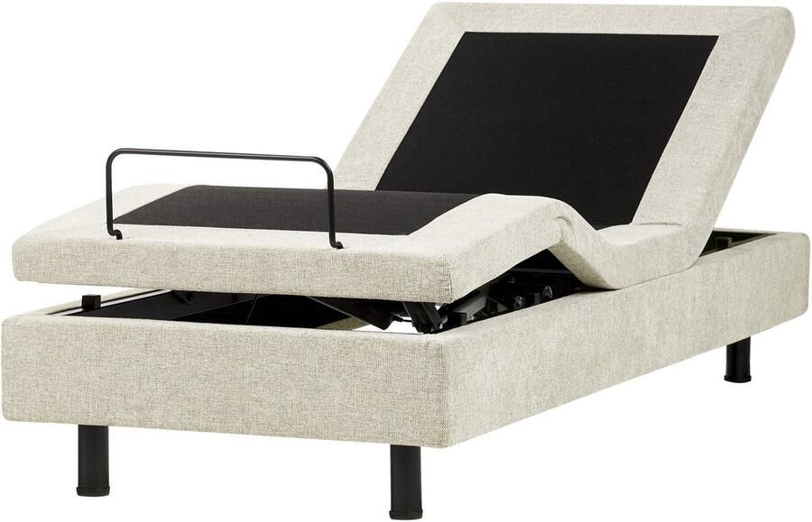 Beliani Verstelbaar bed zonder hoofdbord Stof DUKE II 80 x 200 cm Beige