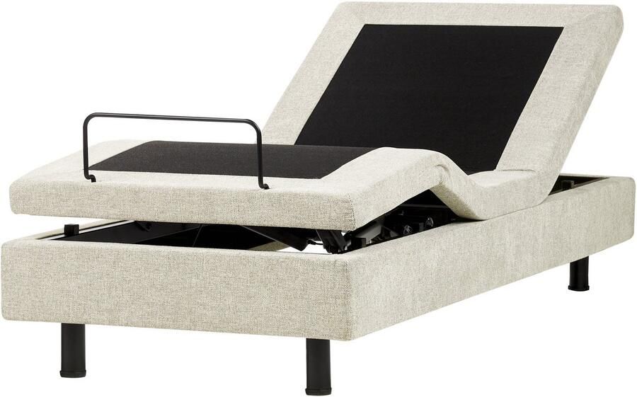 Beliani Verstelbaar bed zonder hoofdbord Stof DUKE II 90 x 200 cm Beige
