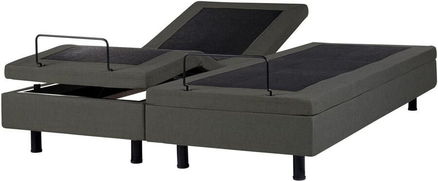 Beliani DUKE II Tweepersoonsbed zonder hoofdbord Donkergrijs 180 x 200 cm Polyester