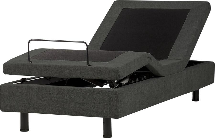 Beliani Verstelbaar bed zonder hoofdbord Stof DUKE II 80 x 200 cm Donkergrijs