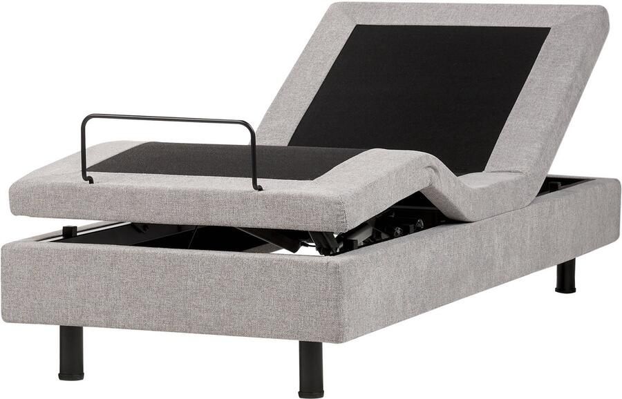 Beliani Verstelbaar bed zonder hoofdbord Stof DUKE II 80 x 200 cm Lichtgrijs