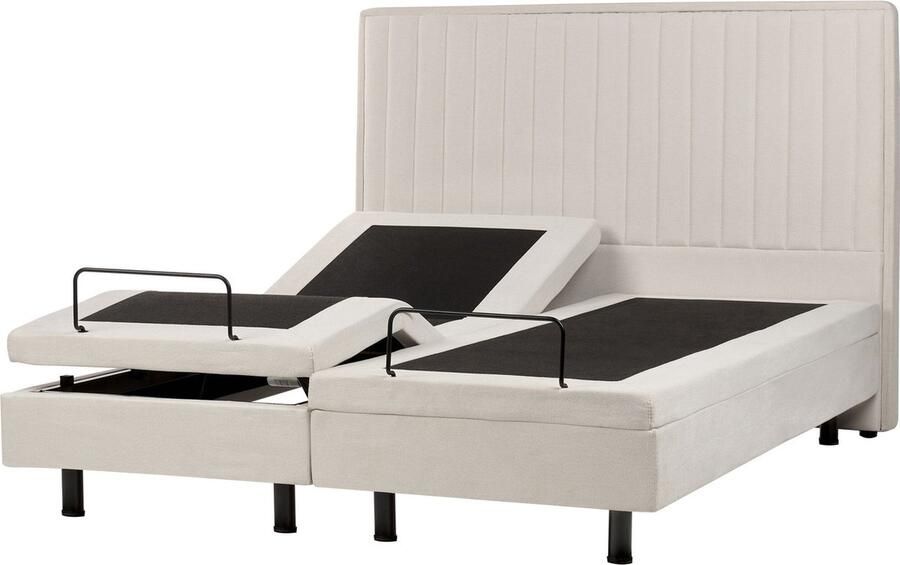 Beliani DUKE II Bed verstelbaar Lichtbeige 160 x 200 cm Polyester