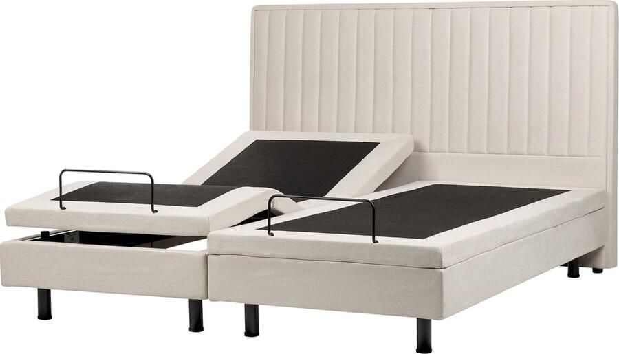 Beliani DUKE II Bed verstelbaar Lichtbeige 180 x 200 cm Polyester
