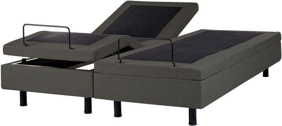 Beliani Verstelbaar bed zonder hoofdbord Stof DUKE II 160 x 200 cm Donkergrijs