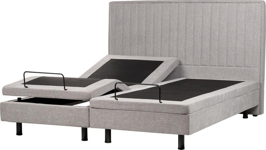Beliani DUKE II Tweepersoonsbed Lichtgrijs 180 x 200 cm Polyester