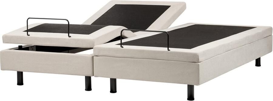 Beliani DUKE II Tweepersoonsbed Lichtbeige 180 x 200 cm Polyester