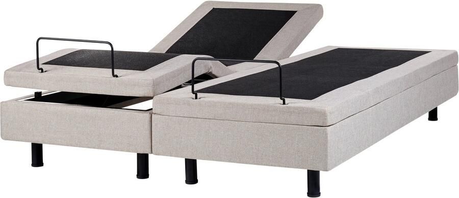 Beliani Verstelbaar bed zonder hoofdbord Stof DUKE 160 x 200 cm Beige