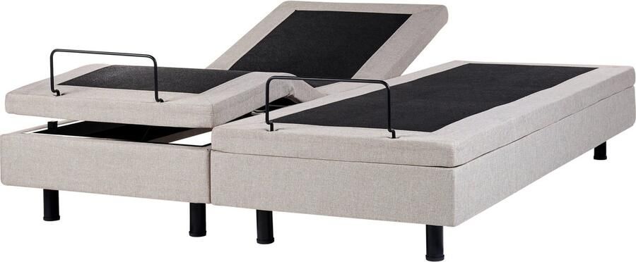 Beliani DUKE Tweepersoonsbed Beige 180 x 200 cm Polyester