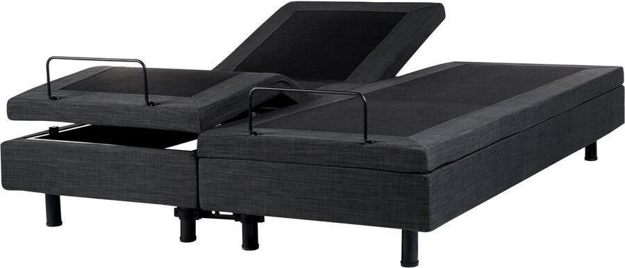 Beliani DUKE Tweepersoonsbed Donkergrijs 160 x 200 cm Polyester