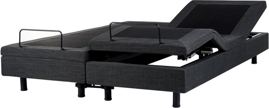 Beliani Verstelbaar bed zonder hoofdbord Stof DUKE 180 x 200 cm Donkergrijs