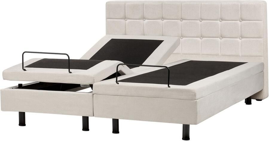 Beliani DUKE Tweepersoonsbed Lichtbeige 160 x 200 cm Polyester