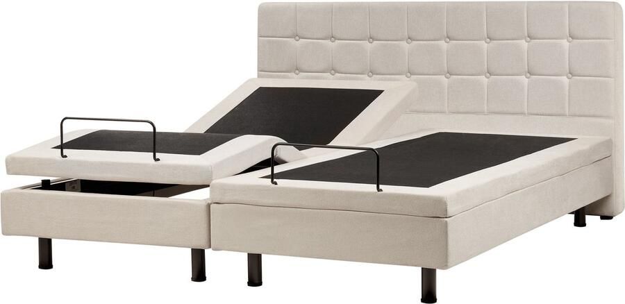 Beliani DUKE Tweepersoonsbed Lichtbeige 180 x 200 cm Polyester