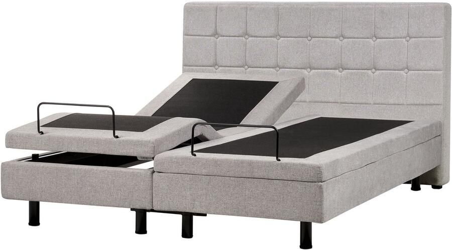 Beliani DUKE Tweepersoonsbed Lichtgrijs 160 x 200 cm Polyester