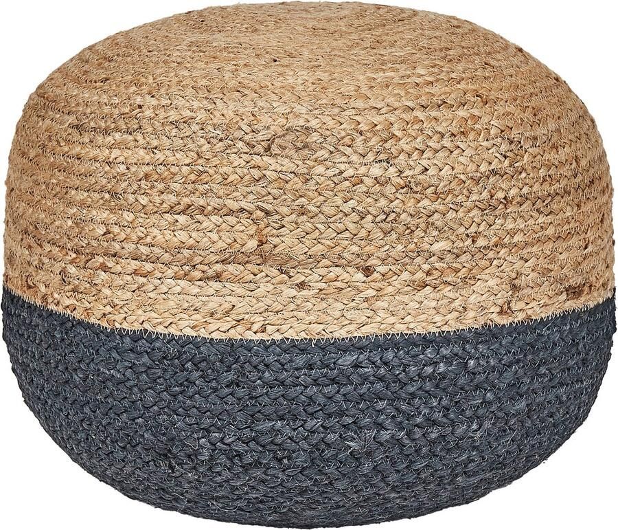 Beliani Poef DUKI Jute Marineblauw 50 cm 50 cm 40 cm