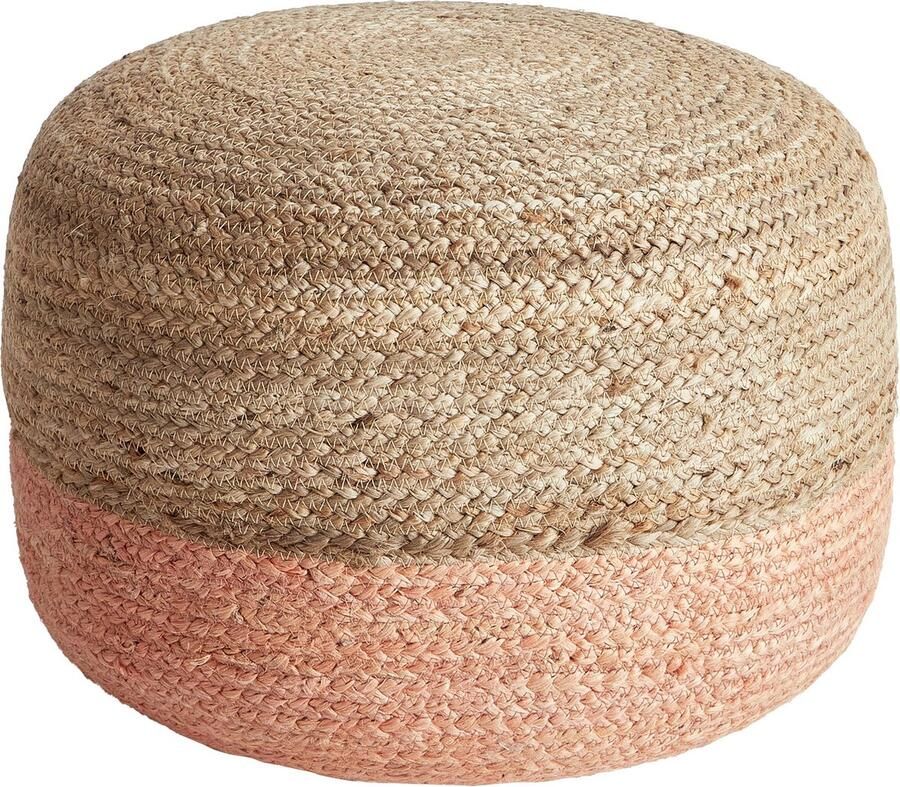 Beliani Poef DUKI Jute Perzik 50 cm 50 cm 40 cm