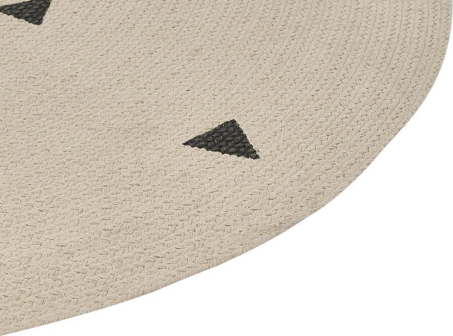 Beliani DURG Laagpolig vloerkleed Lichtbeige 140 cm Katoen - Foto 2