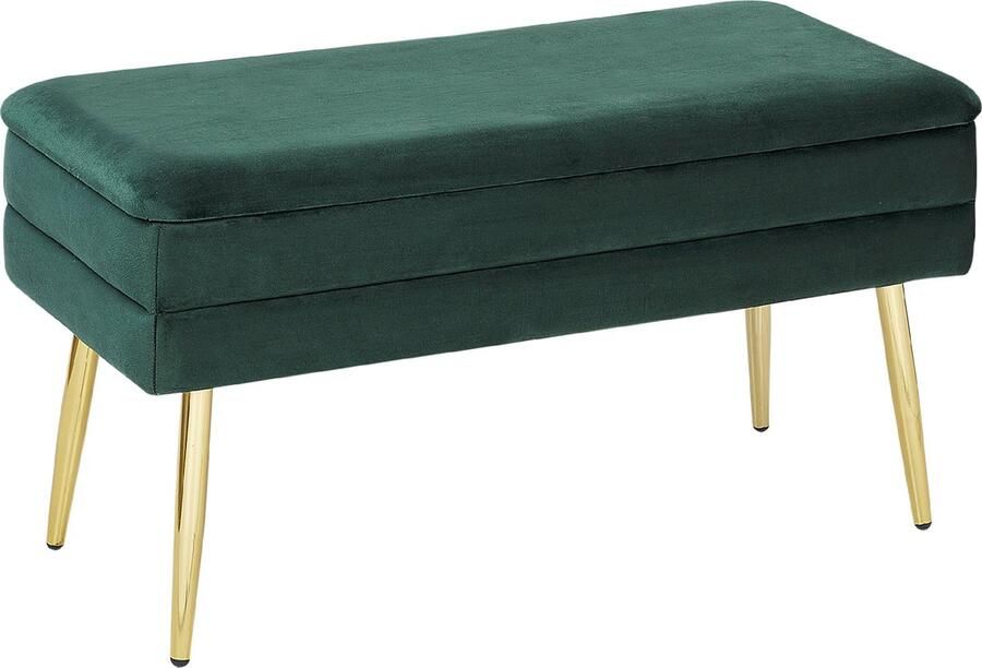 Beliani Bank met opbergruimte DURHAM Fluweel Donkergroen