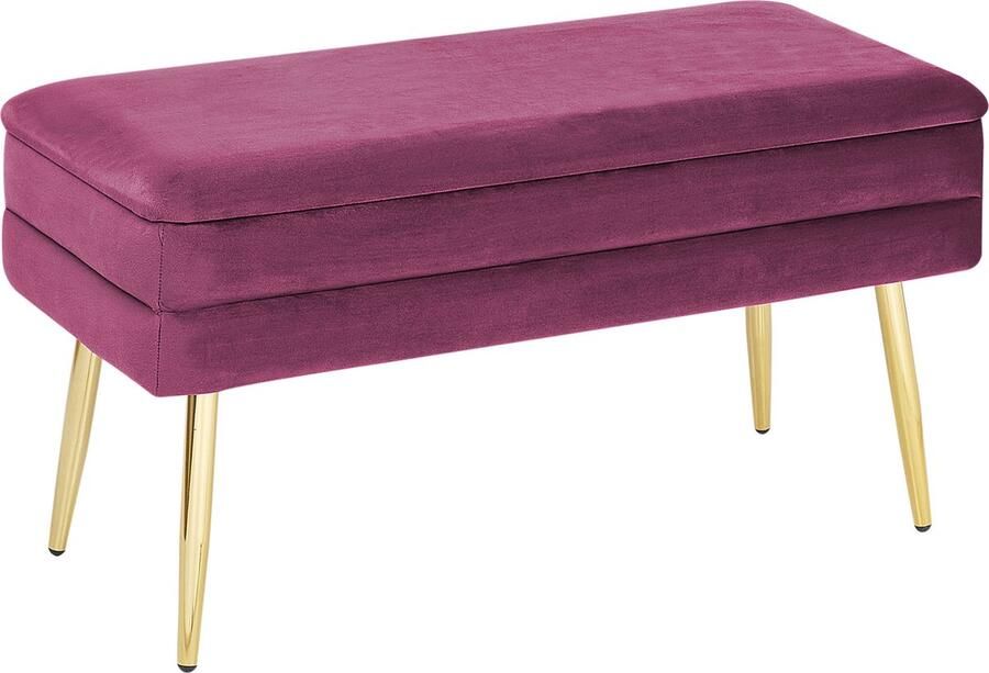 Beliani Bank met opbergruimte DURHAM Fluweel Bordeaux