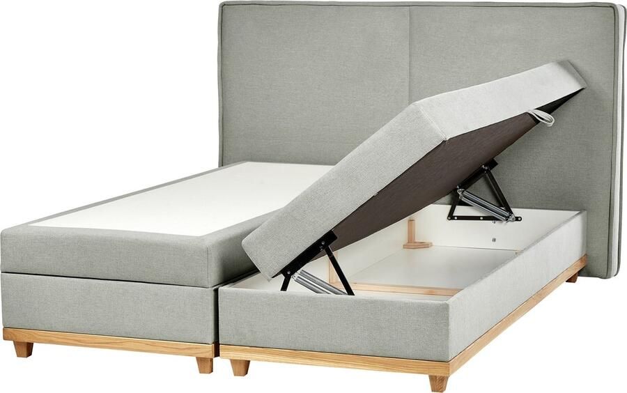 Beliani -DYNASTY-Boxspringbed-Lichtgrijs-180 x 200 cm-Polyester