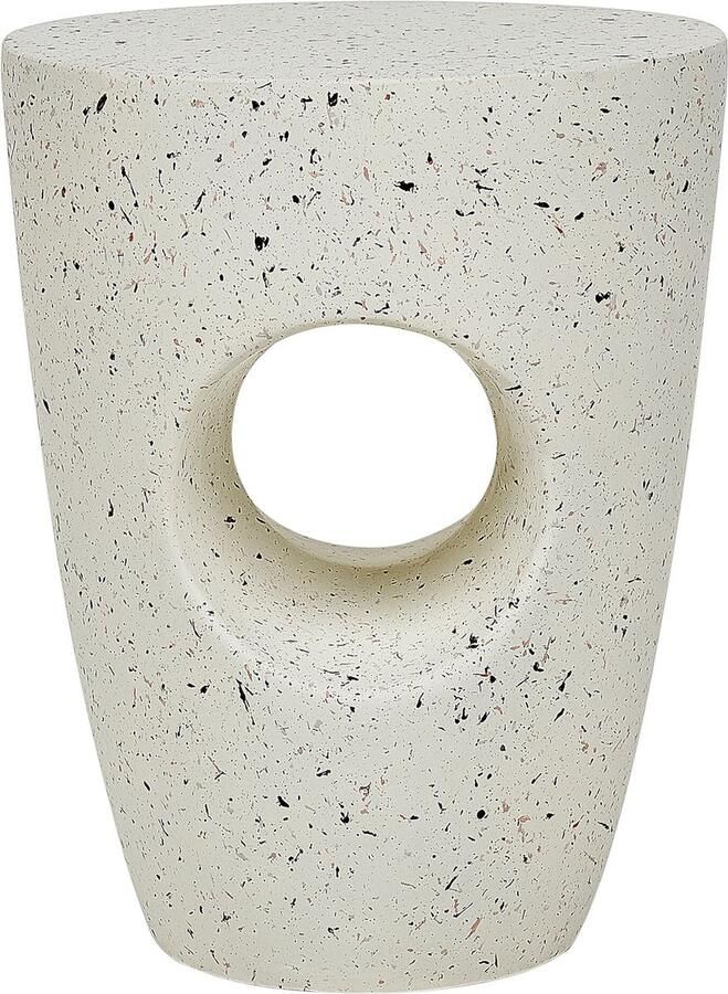 Beliani EDOLO Bijzettafel Wit Terrazzo effect Lichtbeton