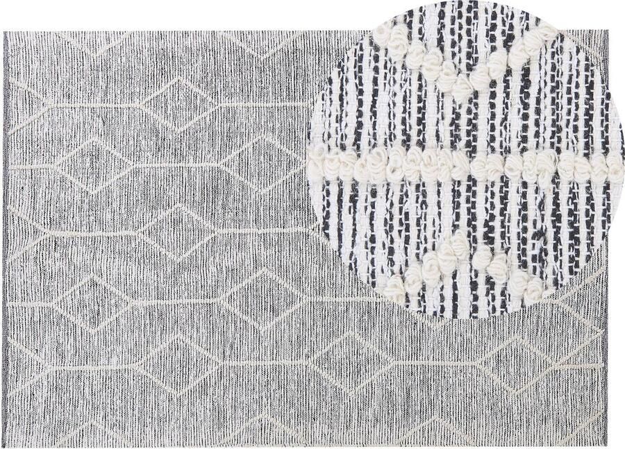 Beliani EDREMIT Laagpolig vloerkleed Grijs 140 x 200 cm Katoen