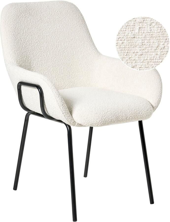 Beliani Eetkamerstoel ALGONA Bouclé Gebroken wit