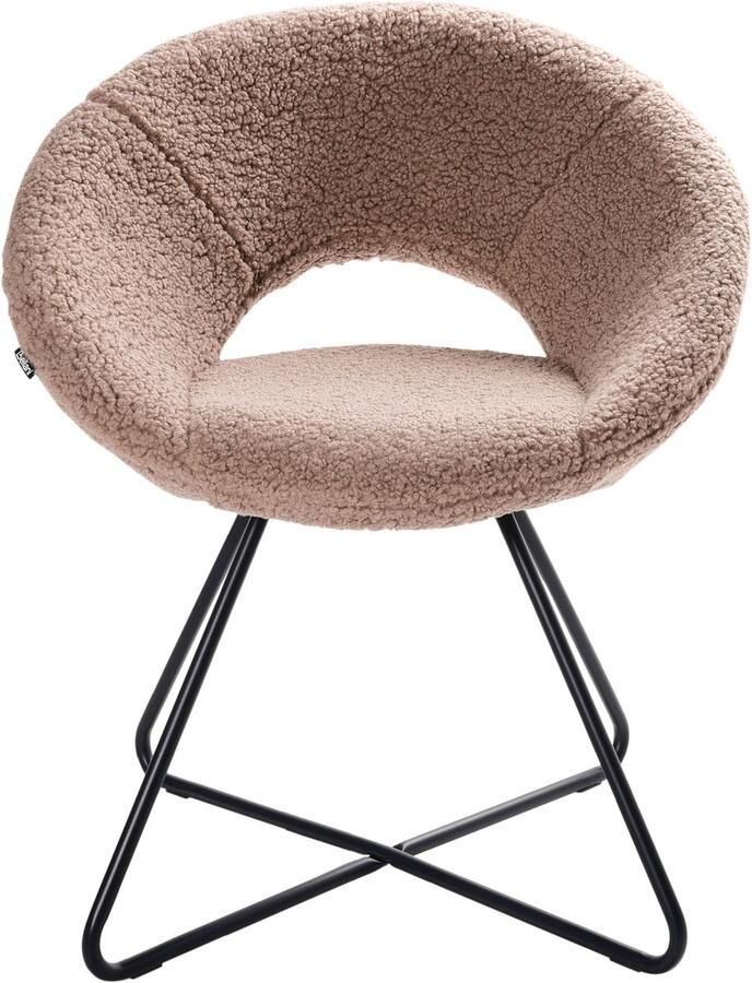 Beliani Eetkamerstoel RACHEL Bouclé Taupe - Foto 2