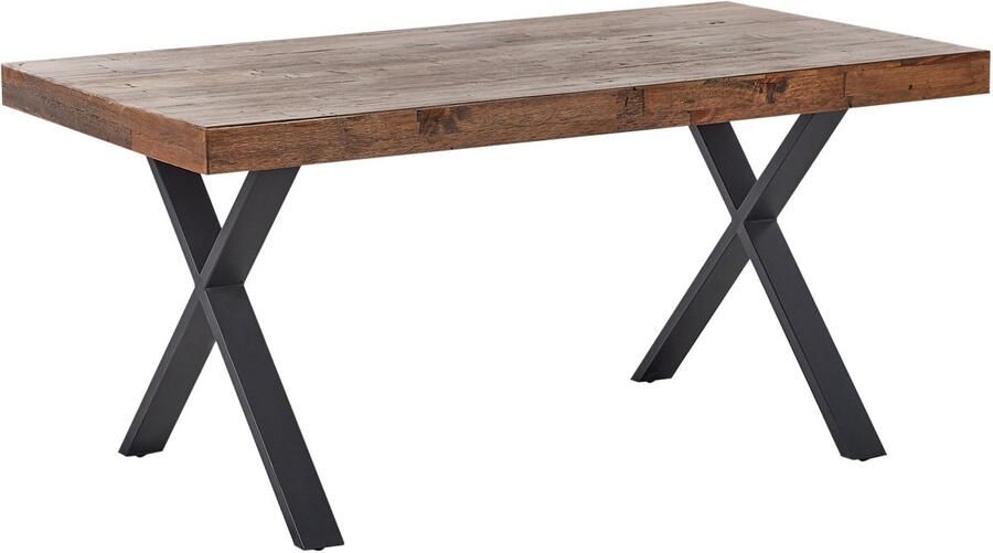 Beliani Eettafel CLIFTON Donkerbruin 160 cm 90 cm Dennenhout