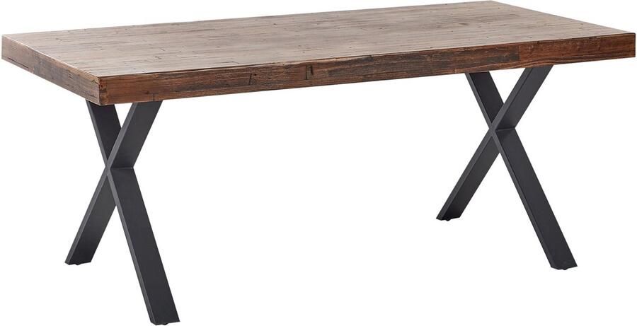 Beliani Eettafel CLIFTON Donkerbruin 180 cm 90 cm Dennenhout