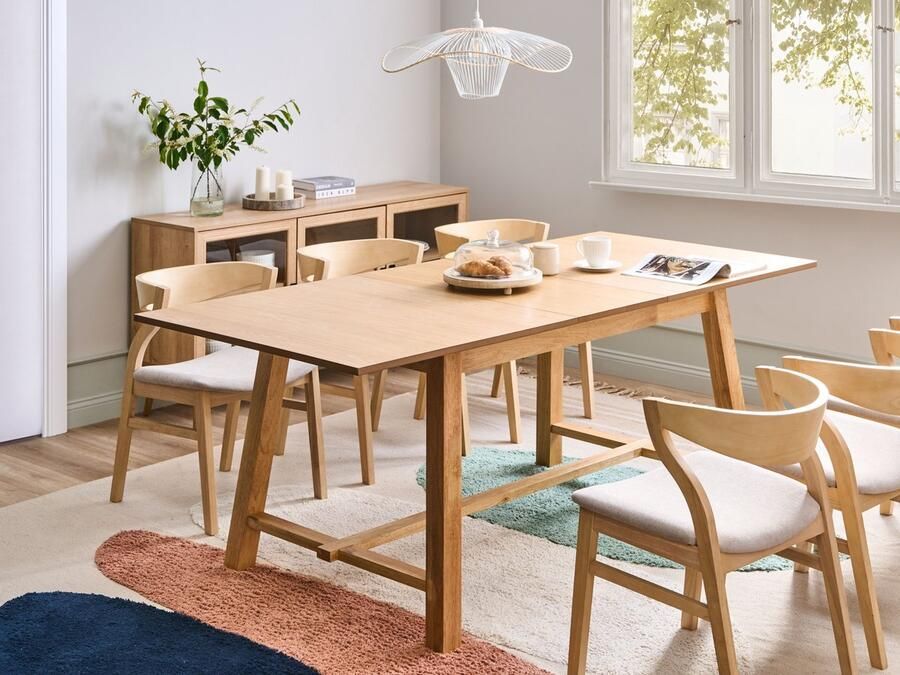 Beliani Eettafel uitschuifbaar BARNES Licht essenhout 160 200 cm 90 cm - Foto 2